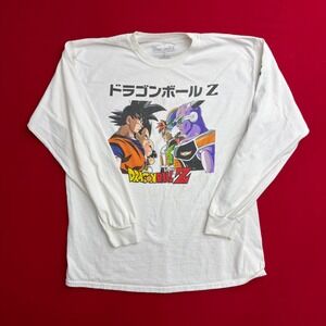 Y2K Style Dragon Ball Z Men's White Long Sleeve Graphic T-Shirt Goku Ginyu Large